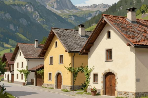 Historic Alpine architecture (including semi-circular doors on farmhouses)