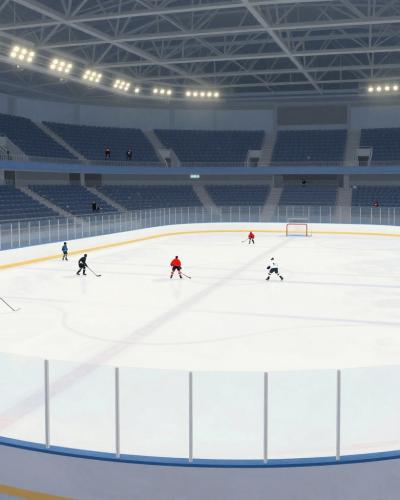 AI-generated illustration of the local ice hockey scene in Jesenice, Slovenia