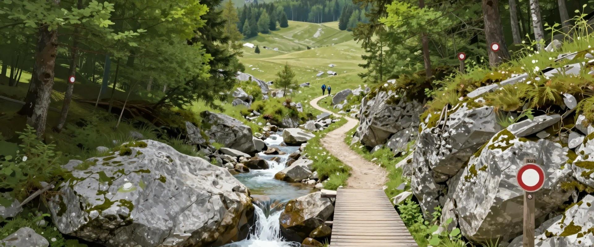 Marked paths leading to Rakitna, Krim, and Bloke