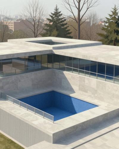 AI-generated illustration of Mozirje Cultural Center (Dom kulture)