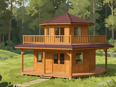 AI-generated illustration of the Otter Centre AQUALUTRA timber pavilion in Križevci na Goričkem