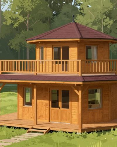AI-generated illustration of the Otter Centre AQUALUTRA timber pavilion in Križevci na Goričkem