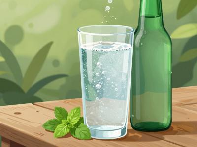 AI-generated illustration of Radenci's naturally sparkling mineral water served in a glass