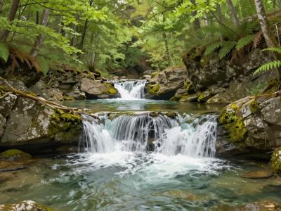 AI-generated illustration of Radulja Gorge near Šmarješke Toplice with waterfalls and cascades