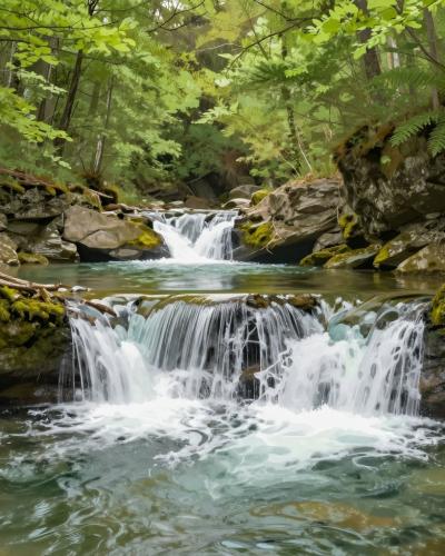 AI-generated illustration of Radulja Gorge near Šmarješke Toplice with waterfalls and cascades