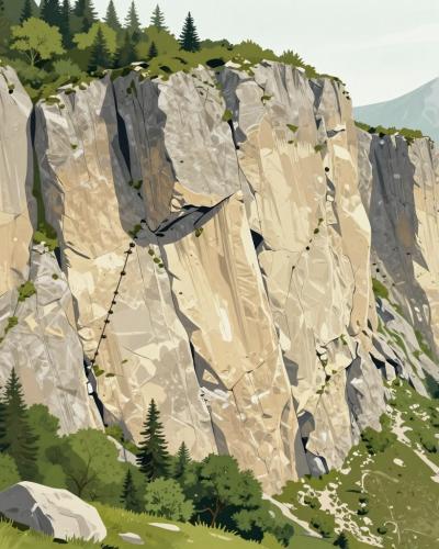 AI-generated illustration of Stara Bela climbing site