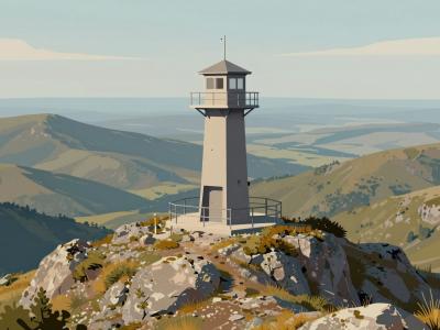 AI-generated illustration of Stolpnik Summit and Lookout Tower