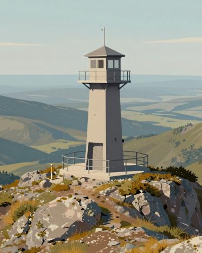 AI-generated illustration of Stolpnik Summit and Lookout Tower
