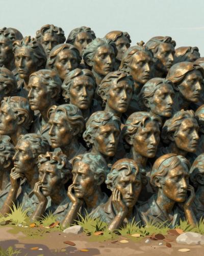 AI-generated illustration of Trough Of 700 Bronze Faces