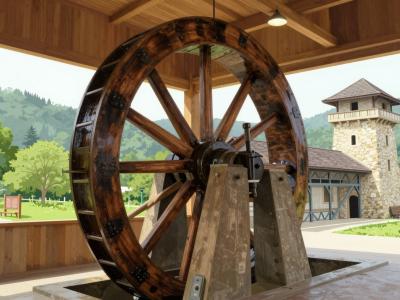AI-generated illustration of Water Pump of Idrija (kamšt)