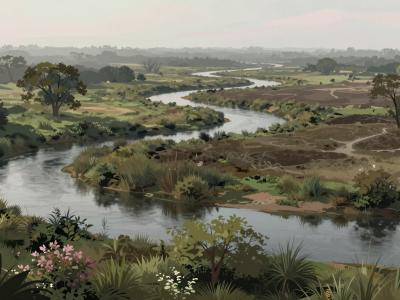 AI-generated illustration of Winding Rivers
