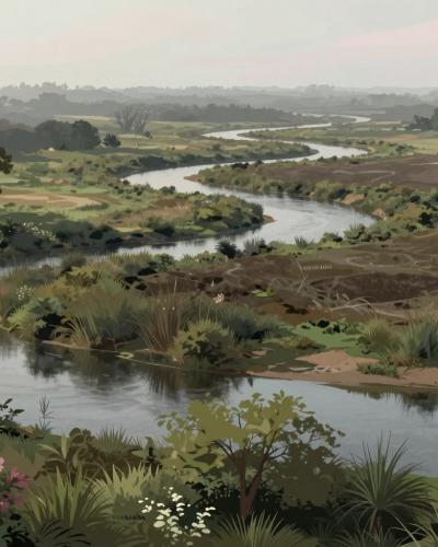 AI-generated illustration of Winding Rivers