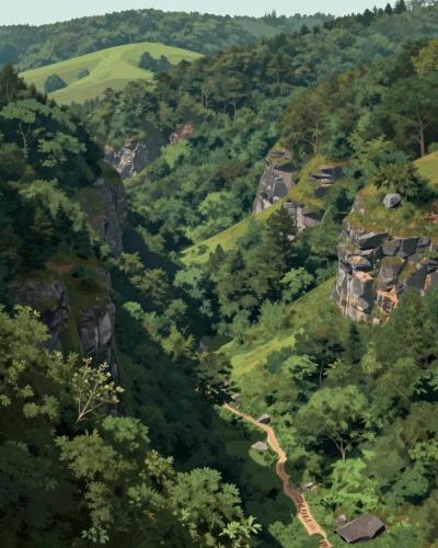 AI-generated illustration of Zgornja Idrijca Nature Park