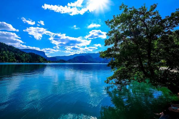 Boat across the lake