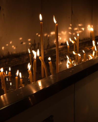 Candleroom in Serbian orthodox church in Ljubljana, Slovenia