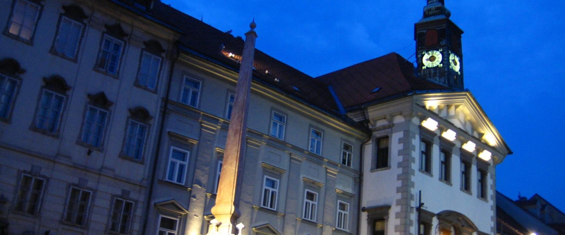 Town hall of Ljubljana at night