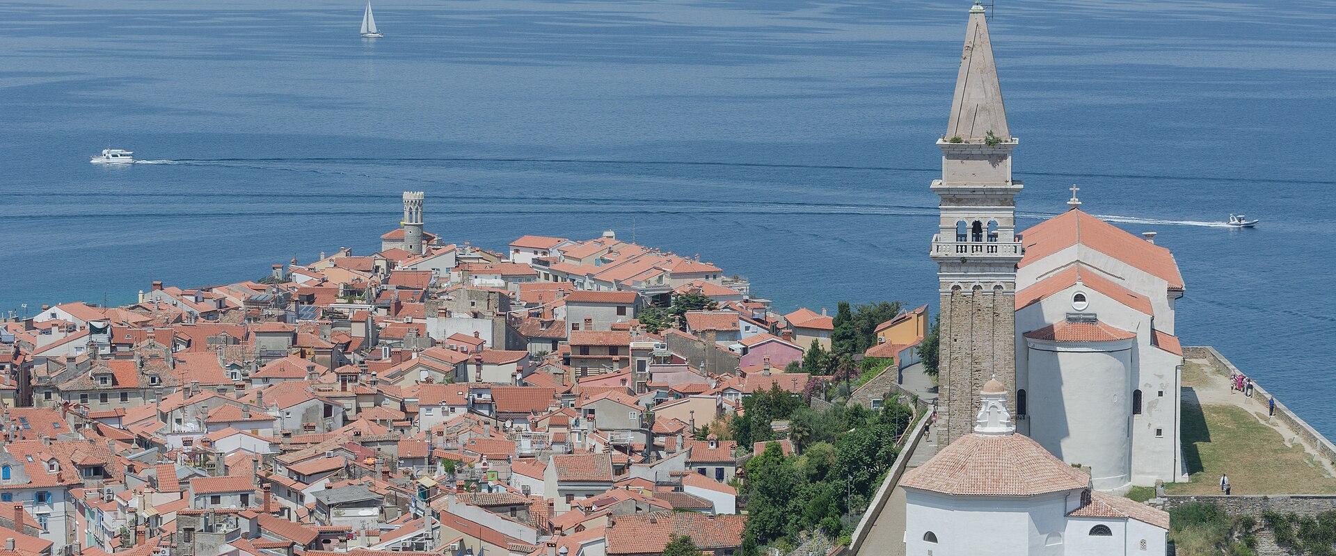 Piran old town and St. George's Church on the Slovenian coast