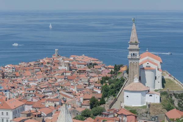 Piran old town and St. George's Church on the Slovenian coast