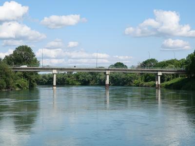 The broad Sava near its confluence with the Krka at Brežice