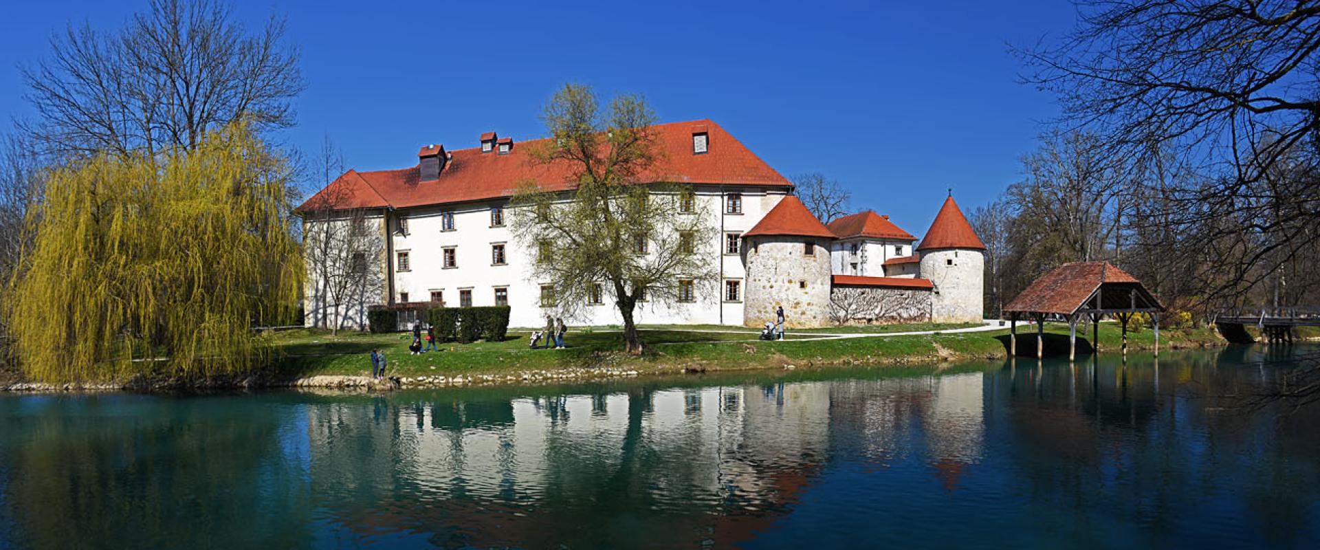 Otočec castle on its island in the Krka river