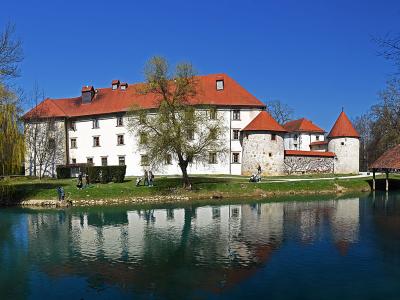 Otočec castle on its island in the Krka river