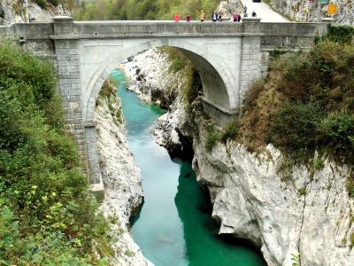 The Napoleon Bridge over the Soča gorge near Kobarid