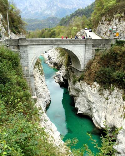 The Napoleon Bridge over the Soča gorge near Kobarid