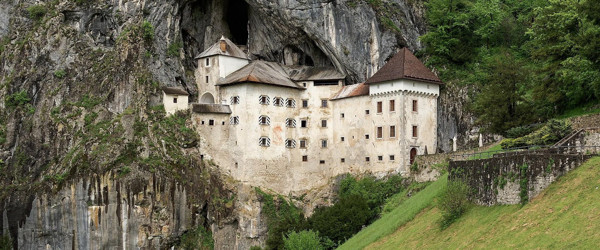Predjama Castle built into a cliff-face cave