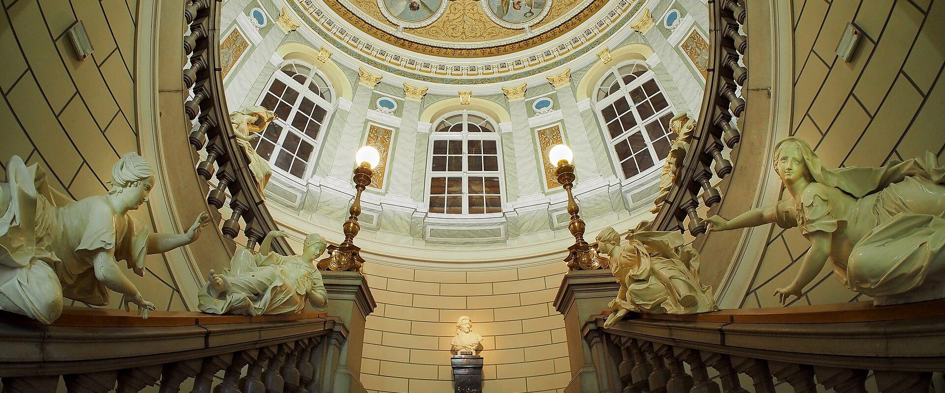 The grand staircase of the National Museum of Slovenia