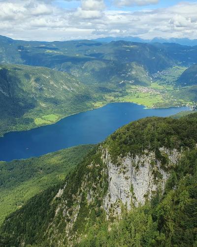 Lake Bohinj seen from the top of the Vogel cable car