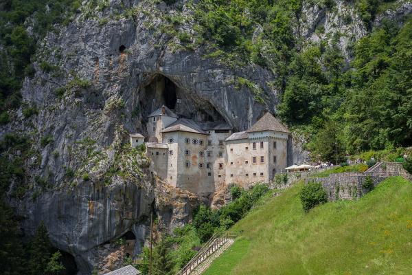 Predjama Castle built into a cliff-face cave mouth, Notranjska