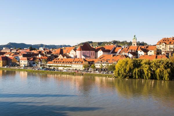 The Lent riverside quarter of Maribor across the Drava River