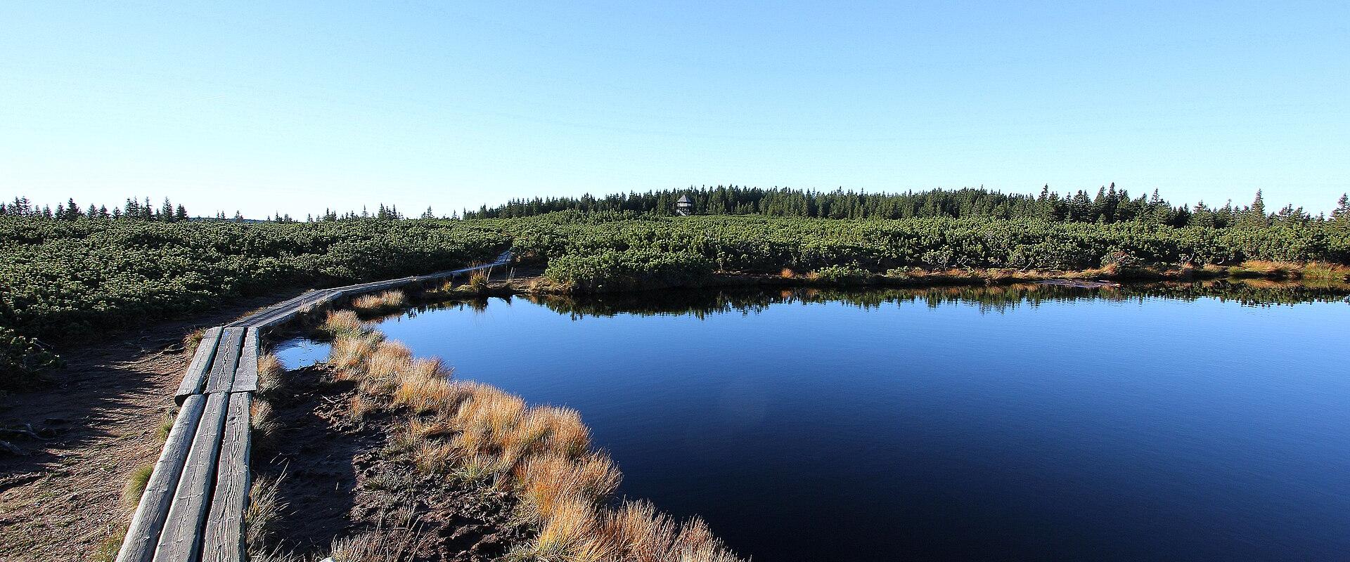 The Lovrenc lakes boardwalk on the Pohorje plateau near Rogla