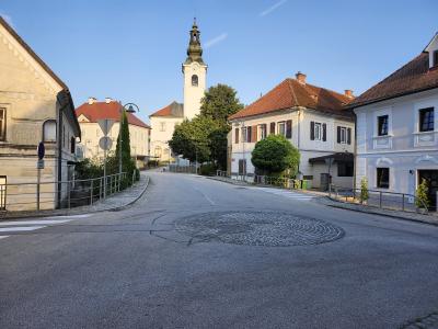 A street in Mozirje leading to the parish church