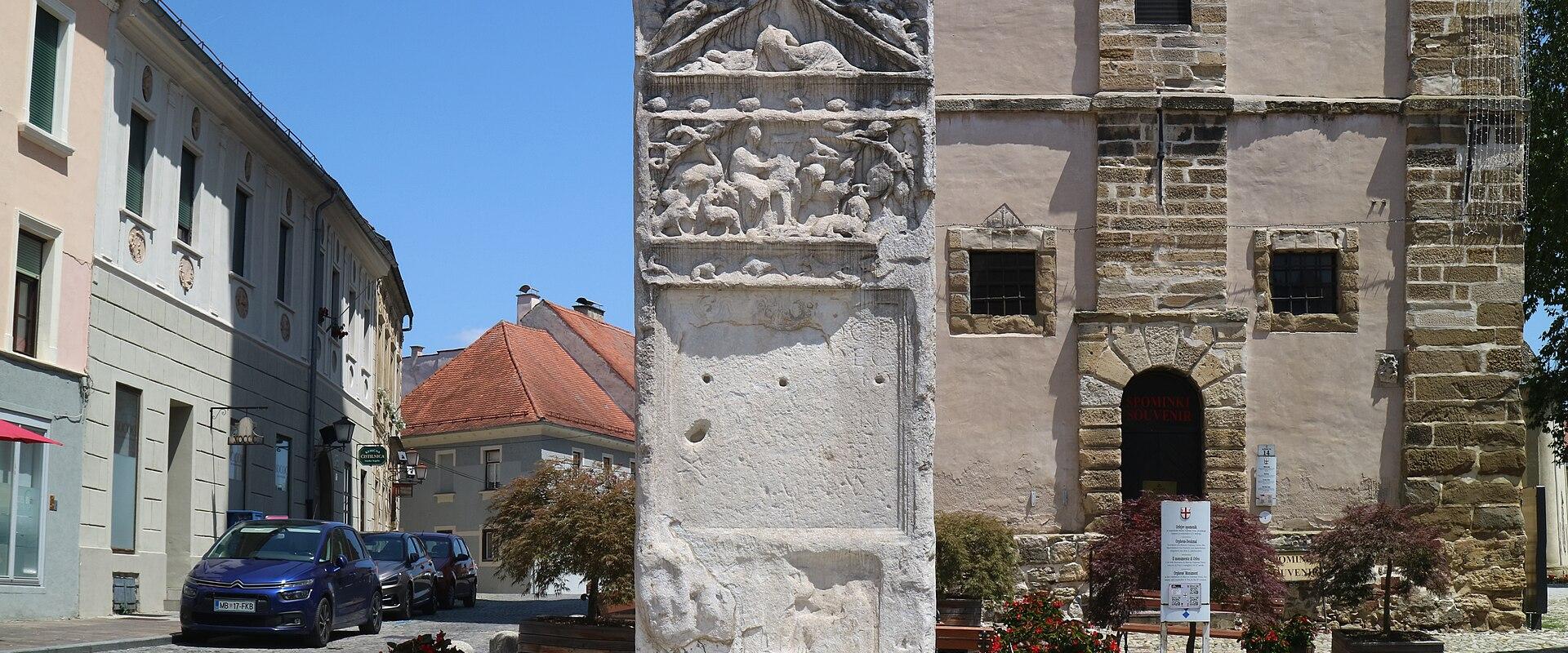 The Roman Orpheus Monument on Slovenski trg in Ptuj