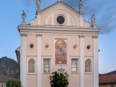 The baroque façade of the Church of the Immaculate Conception in Kamnik