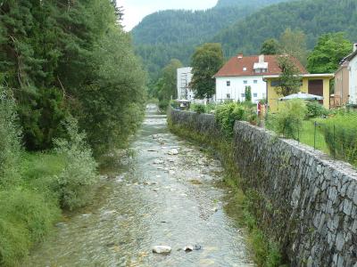 The Meža river flowing through Mežica in the Koroška hills