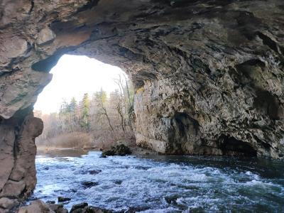 The Rak river flowing under the Big Natural Bridge in Rakov Škocjan