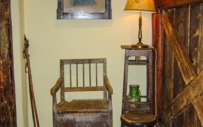 Folk art objects in a traditional Slovenian restaurant