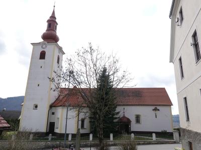 St. Margaret's Parish Church with its onion-domed bell tower in Planina pri Sevnici