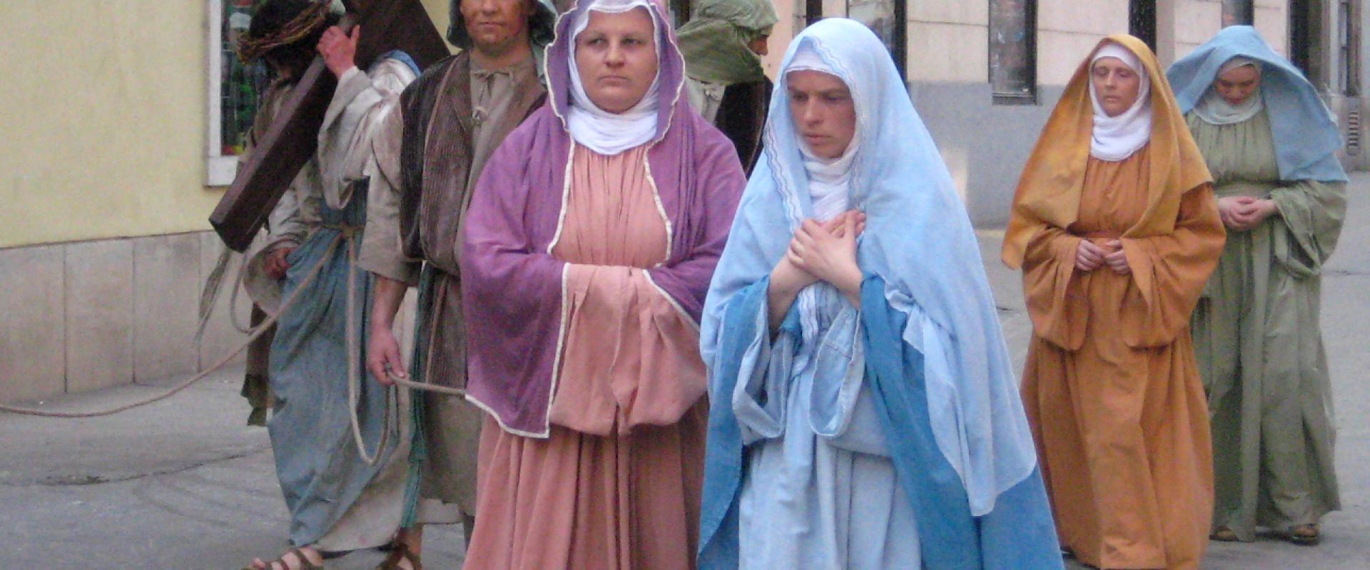 Costumed performers in the Škofja Loka Passion Play