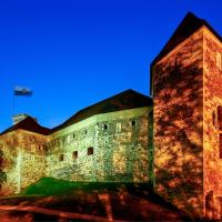 Ljubljana Castle lit up at night
