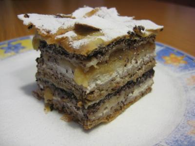 A slice of layered Prekmurska gibanica
